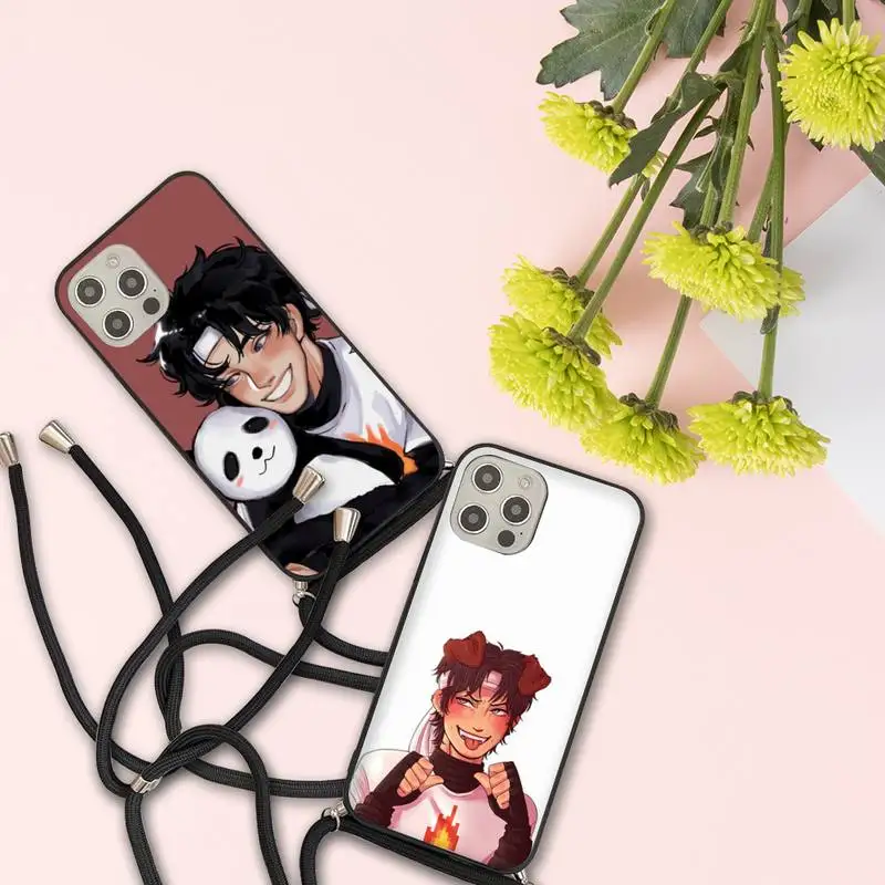 

cartoon Sapnap game funny Phone Case For iPhone 7 8 11 12 X XS XR MINI Pro Max Plus Strap Cord Chain Lanyard soft