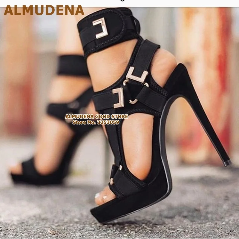 ALMUDENA/новейшая модель; Босоножки на платформе с ремешком и пряжкой; цвет желтый, розовый; гладиаторские туфли для вечеринки на платформе; модельные туфли-лодочки с вырезами и металлическими украшениями