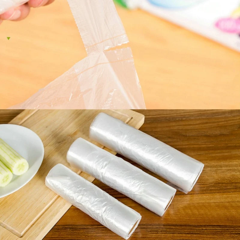 

100pcs Kitchen Portable Food Transparent Vest Bag Large Size 35 * 42cm Saran Wrap Plastic Bags For Home Kitchen Storage Organize