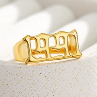 mens ring year number custom gold color rings rings for men custom gold rings for women anillos muje number gift jewelry