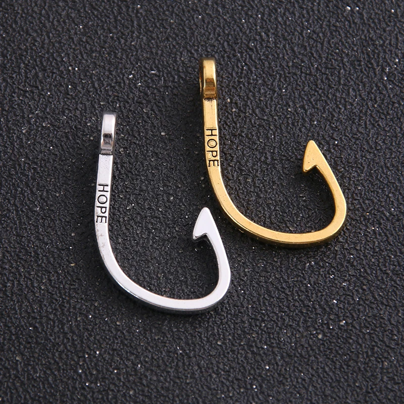 

6PCS Hope Hooks Jewelry Charms Two Color Metal Zinc Alloy Trendy Charms Pendant Fit DIY Jewelry Making 20pcs 23*35mm