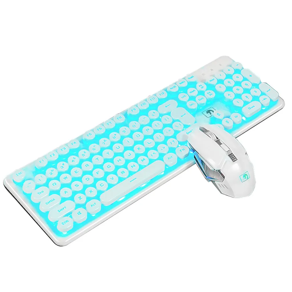 Аккумуляторная беспроводная механическая клавиатура 2 4G и 2400 DPI мышь игровой