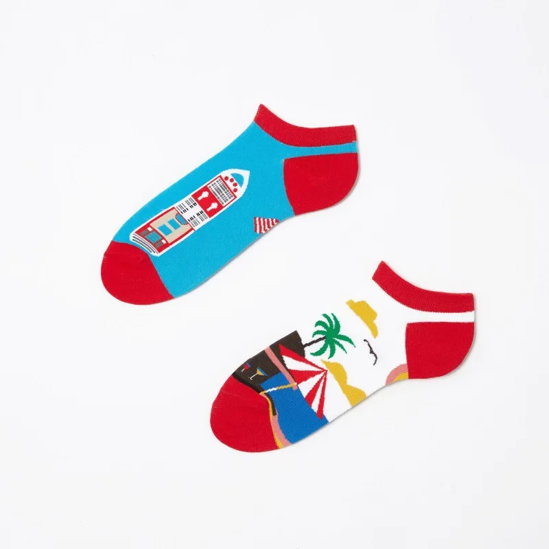 Spring & Summer Cotton Casual Women Socks Fashion Design Cartoon Colorful Happy Business Party Dress Socks