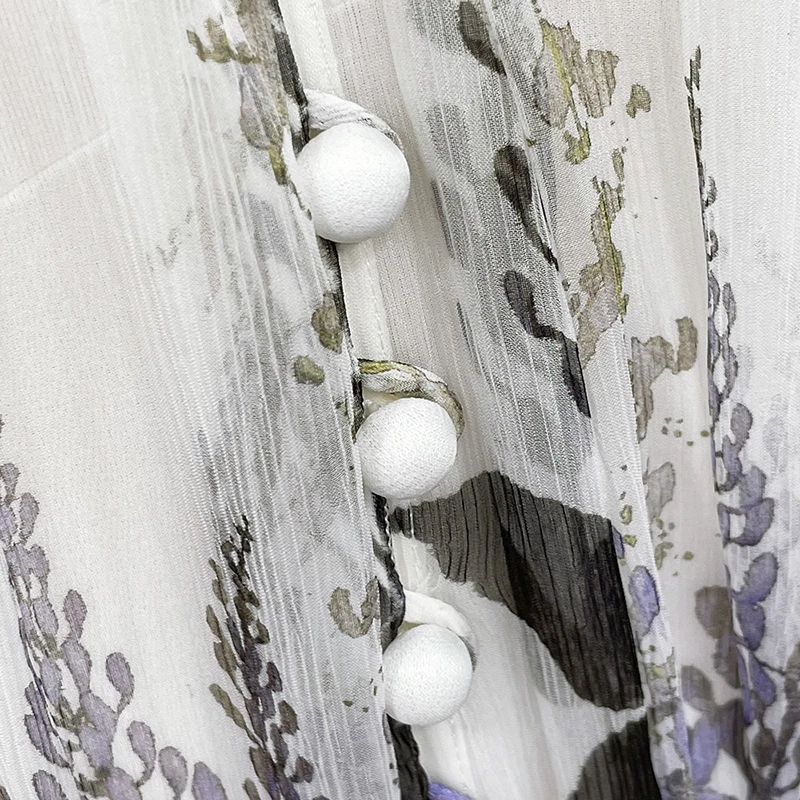 

2021 Summer New Silk Printed Long Sleeve Dress Seaside Holiday Mini Skirt