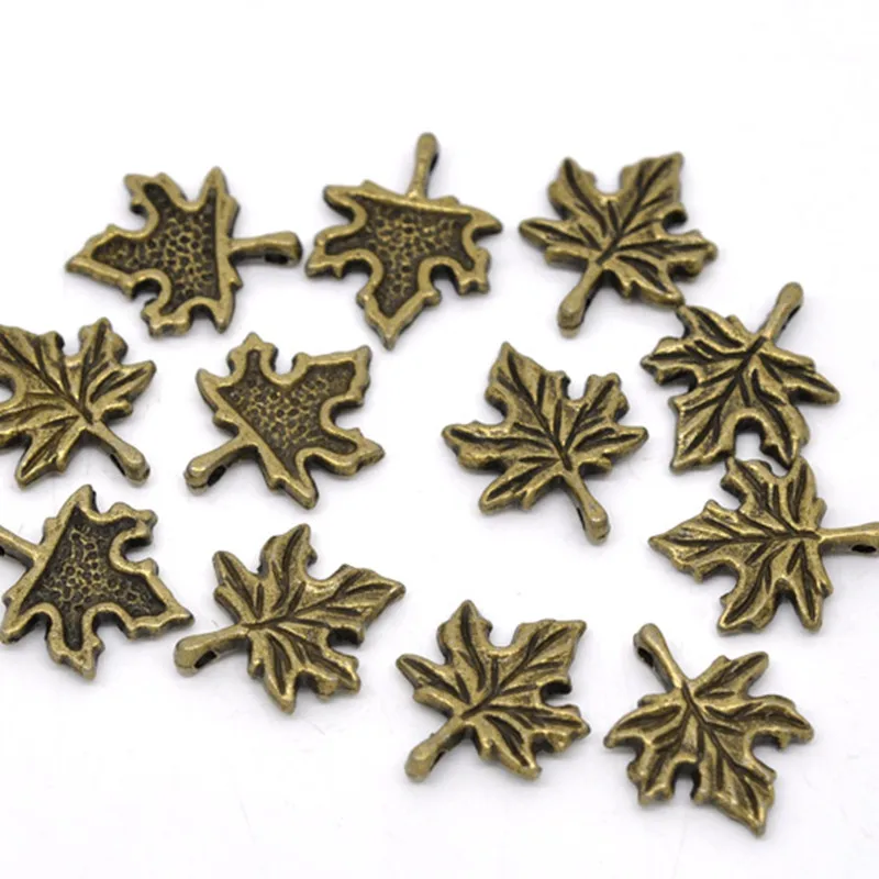 8Seasons Fashion Metal Antique Bronze Color Maple Leaf Pendants Vintage DIY Making Earring Necklace Charms Jewelry 17x13mm 50PCs | Украшения