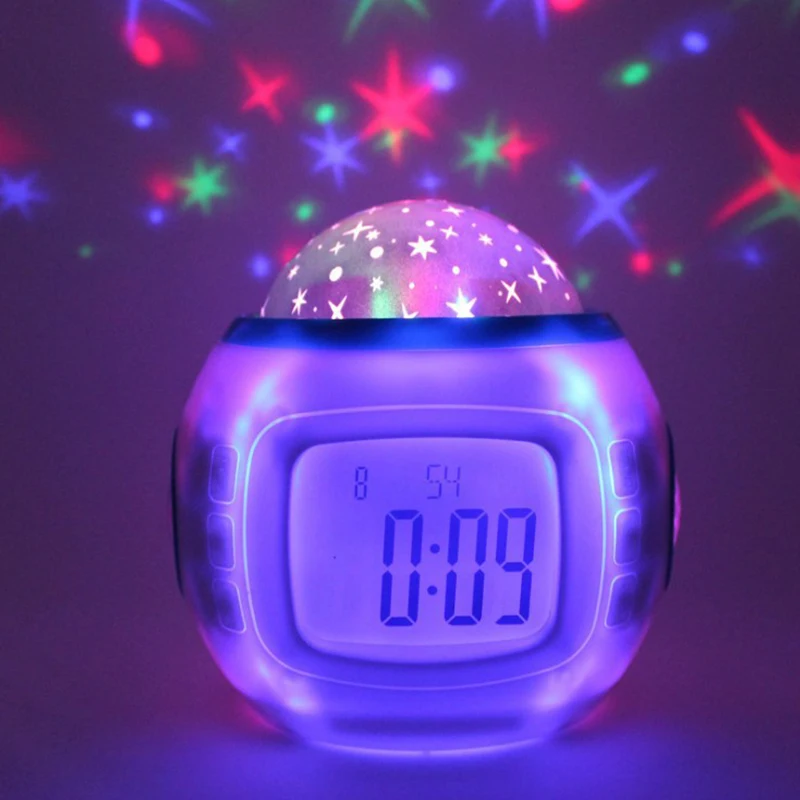 Colorful Atmosphere Projection Clock Lazy Sleepy Electronic 