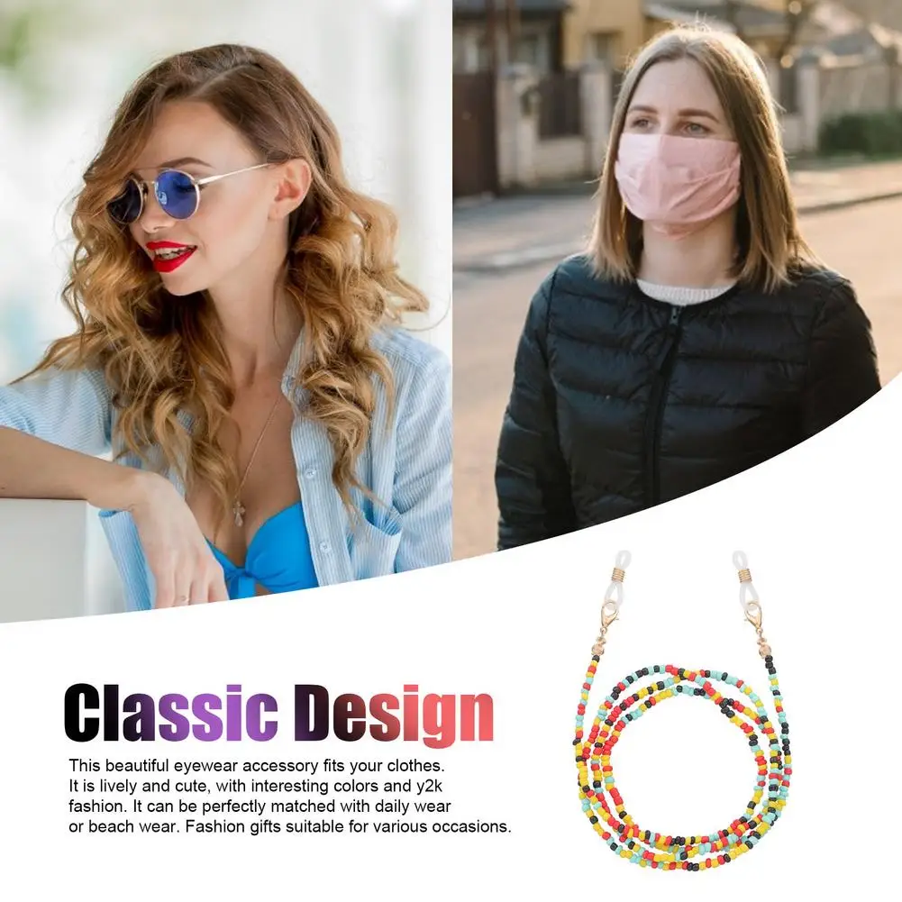 

2021 New Ins Trendy Colorful Beads Y2K Women Eyeglass Chain Beaded Anti Lost Lanyard Holder Chain Strap Lanyard