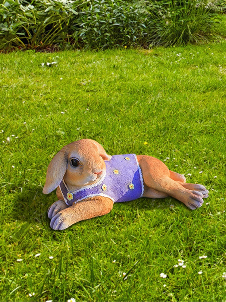 

Cute Bunny Garden Decoration Delightful Rabbit Statue Animal Figurine Resin Craft Mini Bunny Garden Ornament