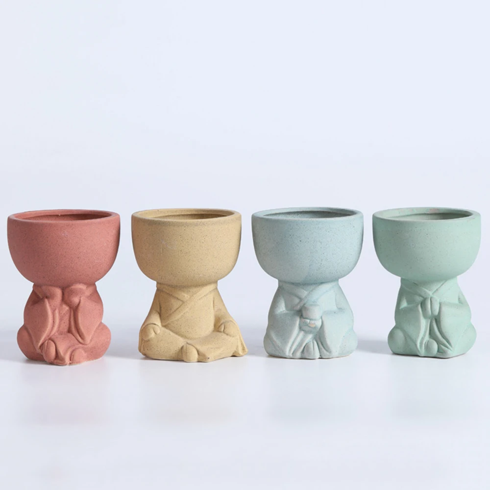 

Ceramic Miniature Buddha Model Succulent Flower Vase Humanoid Flower Pot Window Box Flower Trough Garden Supplies Ornaments 1PC