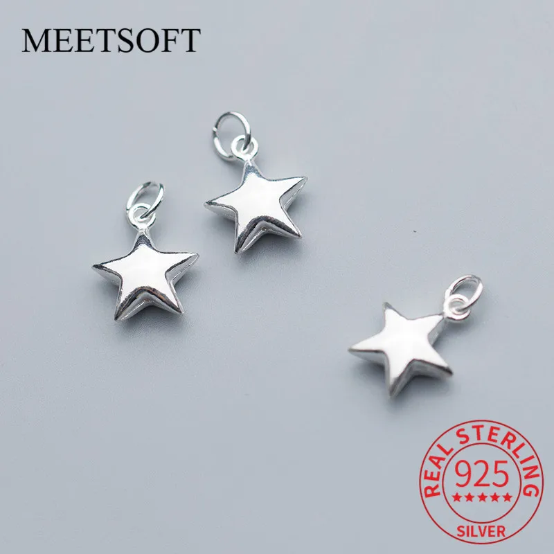 

MEETSOFT Классические Подвески из серебра 100% пробы с 14 мм звездами для самостоятельного изготовления ожерелий и украшений ювелирные изделия ру...