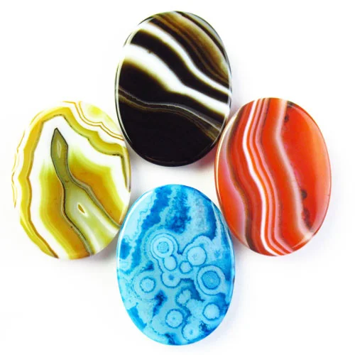 

4Pcs 40x30x6mm Multicolor Onyx Agate Oval Cab Cabochon SK60125