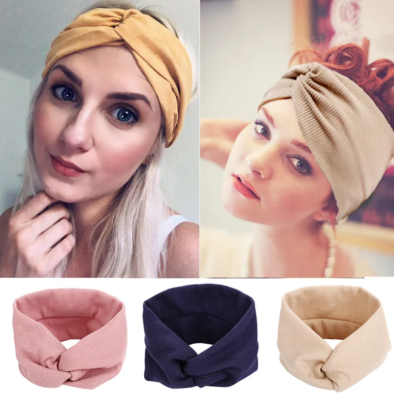 

Summer Fashion Hair Band Thread Cotton Cross Hairband Yoga Headband Sports Elastic Korean Headband Hair Accessories Ladies Solid