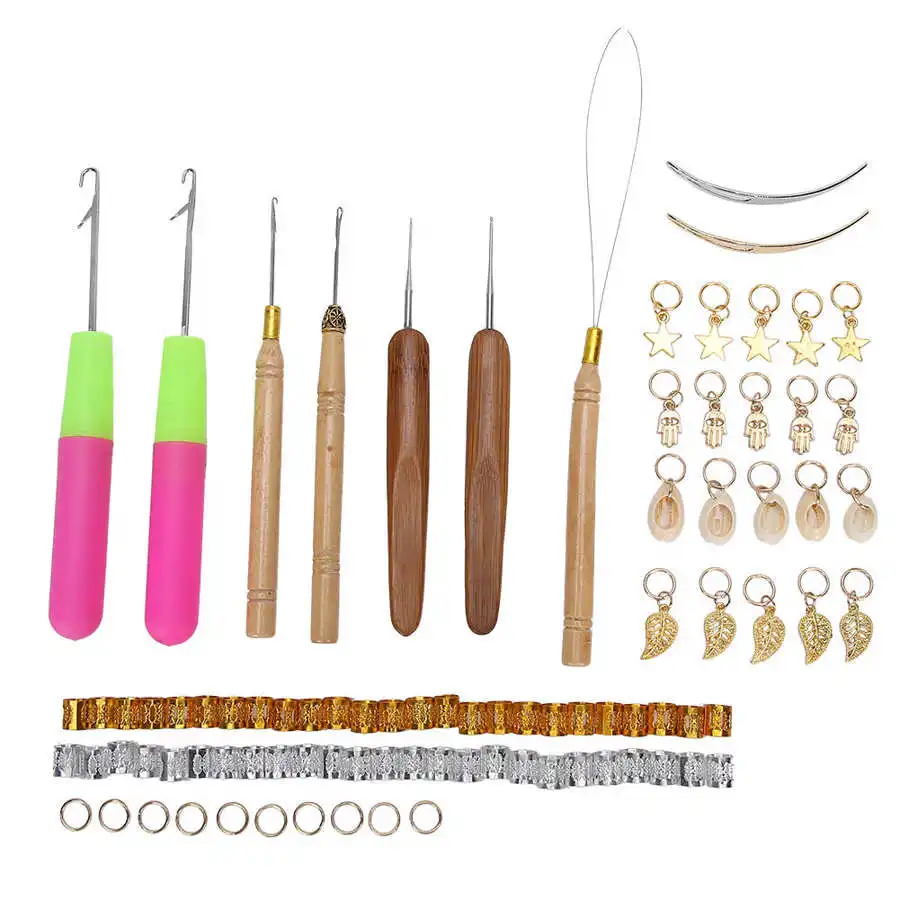 

89pcs Metal Hair Rings Hair Braid Rings Dreadlocks Needle Crochet Hook Flexible Metal Material Adjusted Hair Tools