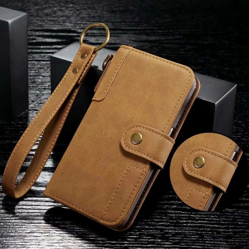 

Retro Business Flip Leather Case for iPhone 12 Mini 11 Pro Max 6 7 8 6S Plus X XR XS Max 5 5S SE Wallet Cover with Hand Strap