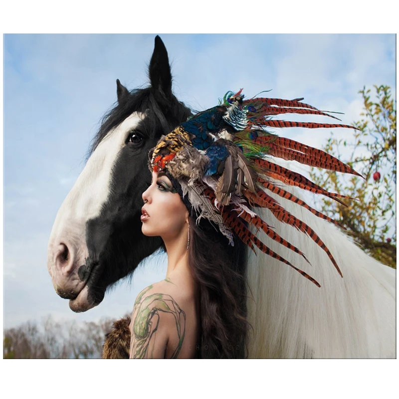 Квадратная мозаика 5d Сделай Сам алмазные картины изысканные индийские перья