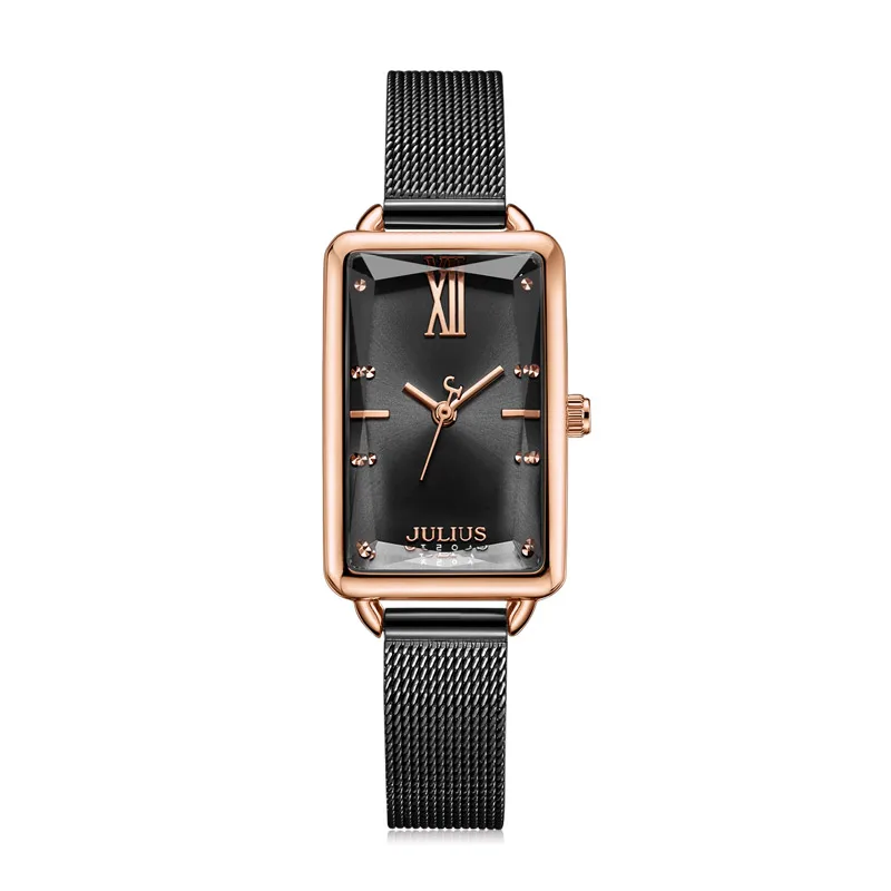 Часы Julius прямоугольные часы винно-красные женские тонкие кварцевые модные