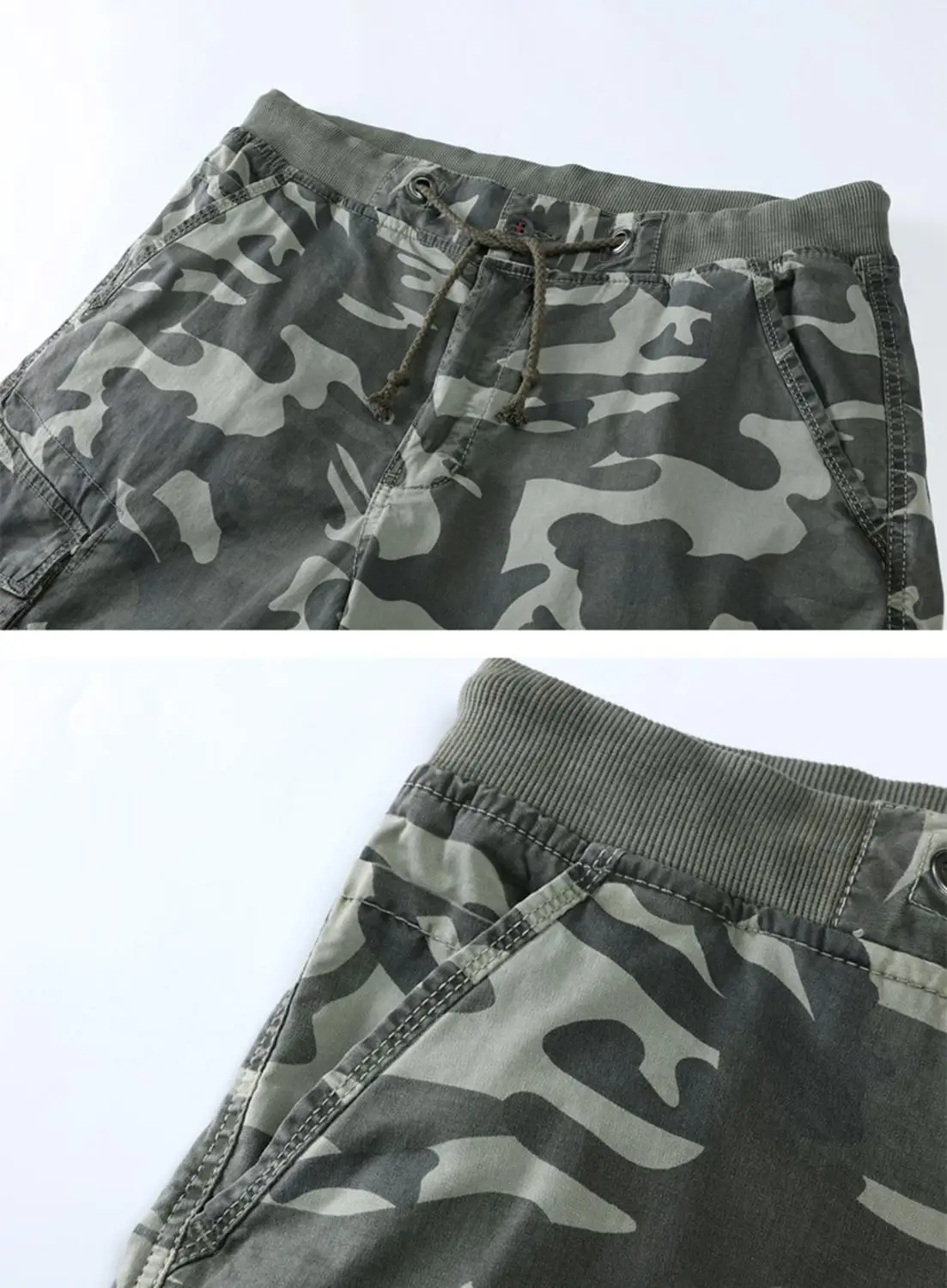 Мужские свободные хлопковые камуфляжные шорты с несколькими карманами и