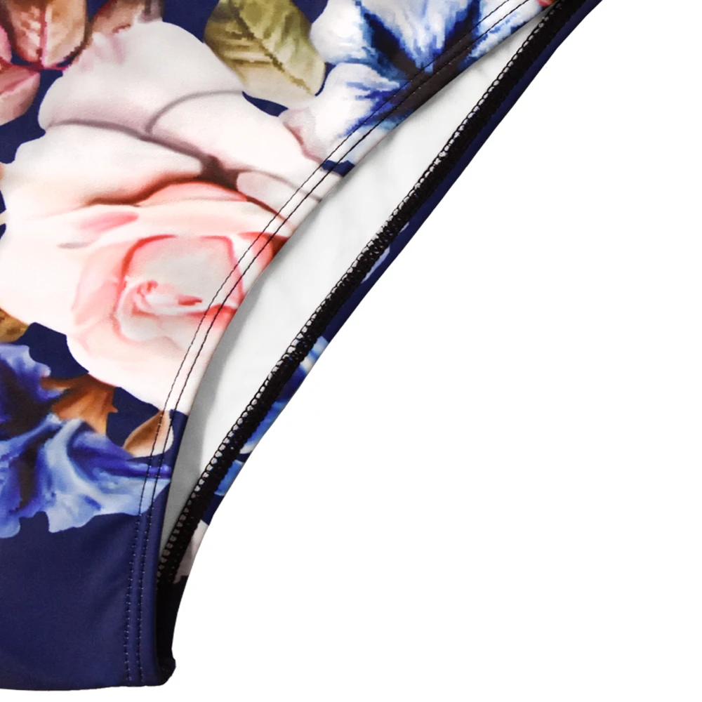 

VECENEY Women Deep V-Neck Solid Tie at Side One Piece Beach Swimsuit Bathing Suit, Floral