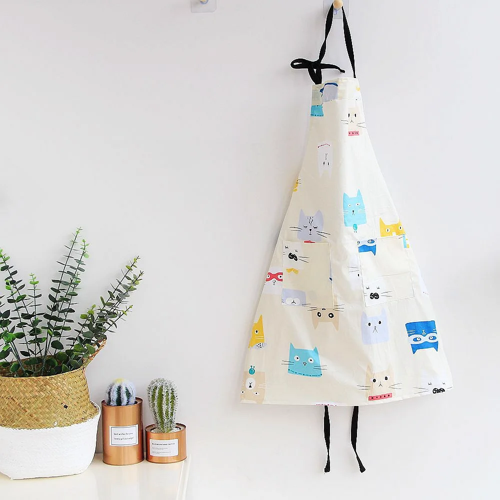 

Kitchen Apron For Women Cartoon Rainbow Bear Printed Sleeveless Cotton Linen Aprons for Men Women Home Cleaning Tools