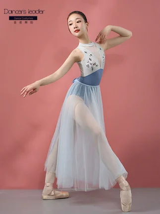 

Балетное трико для женщин, тренировочная одежда, с воротником-стойкой, с вышивкой, гимнастическое трико, тренировочный костюм, сексуальный ...