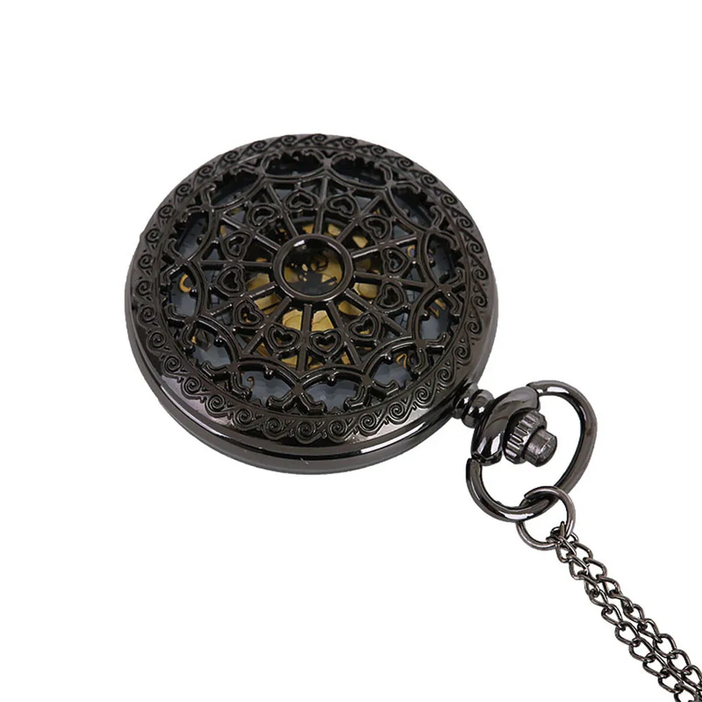 Карманные часы винтажная цепочка Ретро стиль полый чехол кварцевый кулон брелок