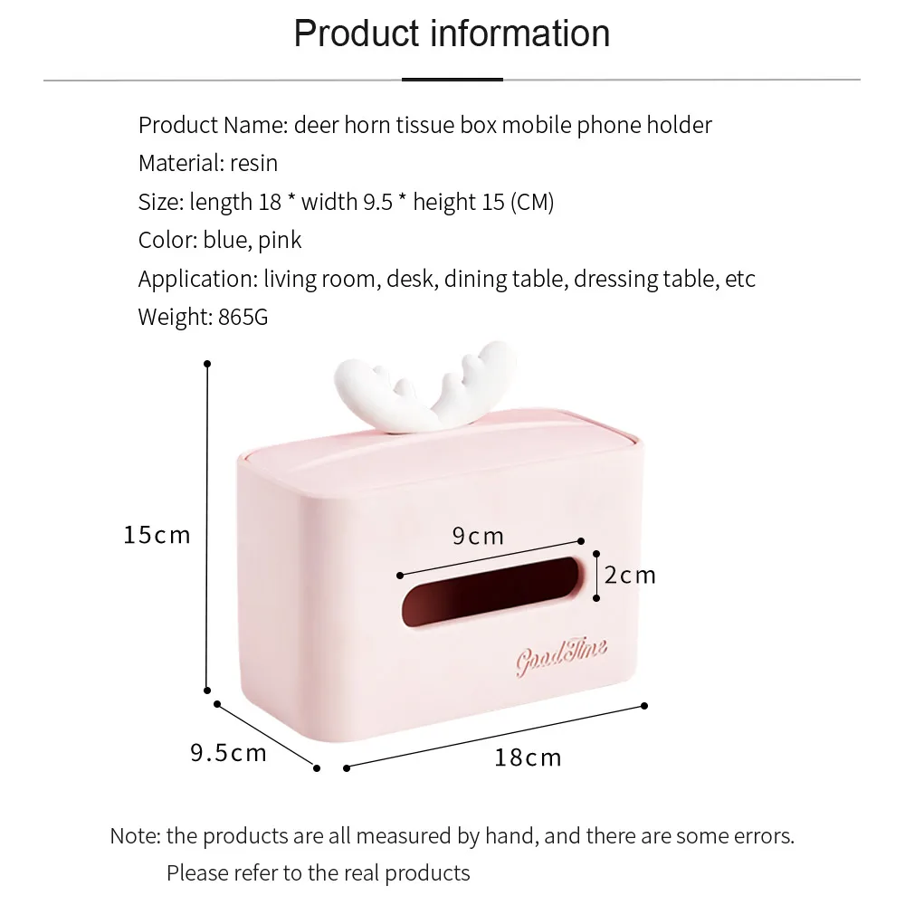 

Deer Horn Resin Tissue Box Cell Phone Holder Modern Home Decor Accessories Cute Kids Bedroom Decoration Napkin Holder Napkins