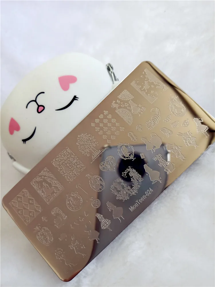 Новый мультяшный штамп для ногтей принцесса красное Персиковое сердце пластина