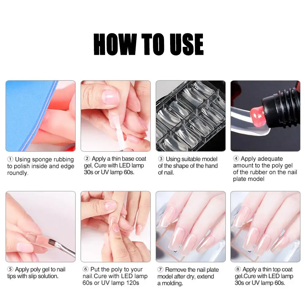 

8Pcs/Set Manicure Rapid Extension Care Nail Gel Finger Extension Nail File Extension Gel Quick Building DIY Nail Art