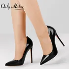 Женские туфли-лодочки Onlymaker с острым носком 10-12 см, туфли-лодочки из лакированной кожи на тонком каблуке, для вечерние НКИ, свадьбы, офиса, большие размеры