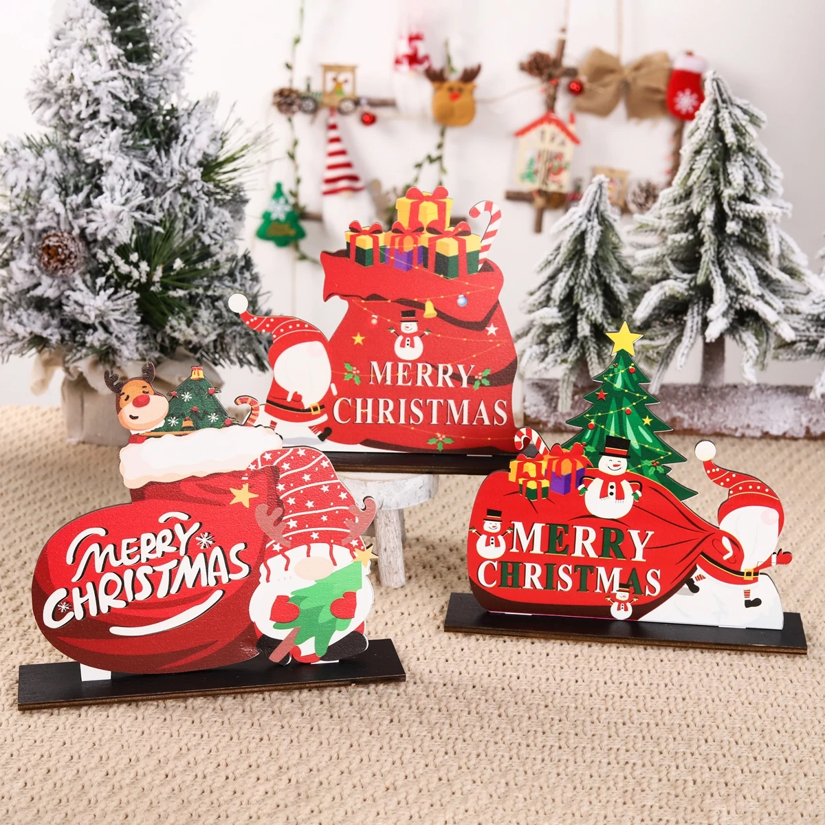 

Xmas Santa Claus Snowman Wooden Ornaments Christmas Decoration For Home 2021 Merry Christmas Navidad Noel Gifts New Year 2022