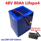 Аккумуляторная батарея BMS 16S для скутера, велосипеда, 48 В, 80 Ач, солнечная система 4000 Вт, 3000 Вт + зарядное устройство 10 А