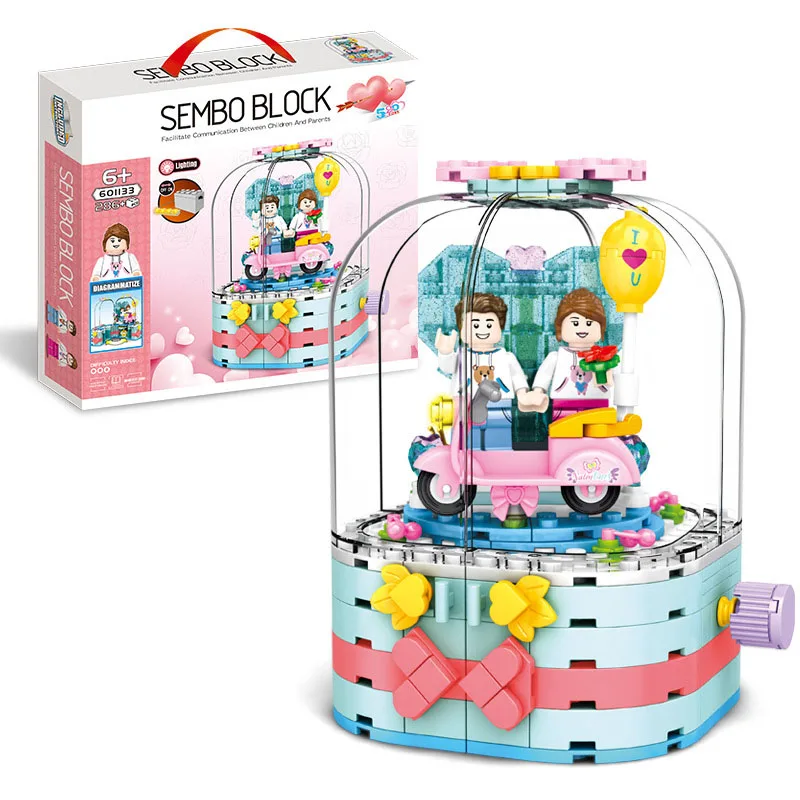 

Toys for Children Light Rotating Box Cabin Model Kit Girls Diy Educational Assembling Building Block Bricks Kids Lovers Gift T15