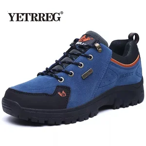 Мужские ботинки на меху Vancat, синие теплые ботильоны на резиновой подошве, обувь для работы, обувь для снега, размеры 3647, для зимы