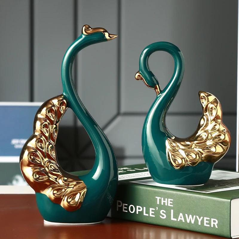 

Living room room ceramic decoration simple home with the living room wine cabinet swan decoration small ornaments