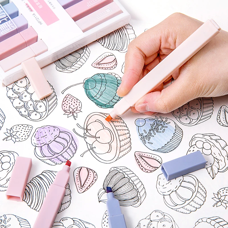 Набор цветных маркеров в виде мороженого F222 6 шт. супер мягкий набор фломастер