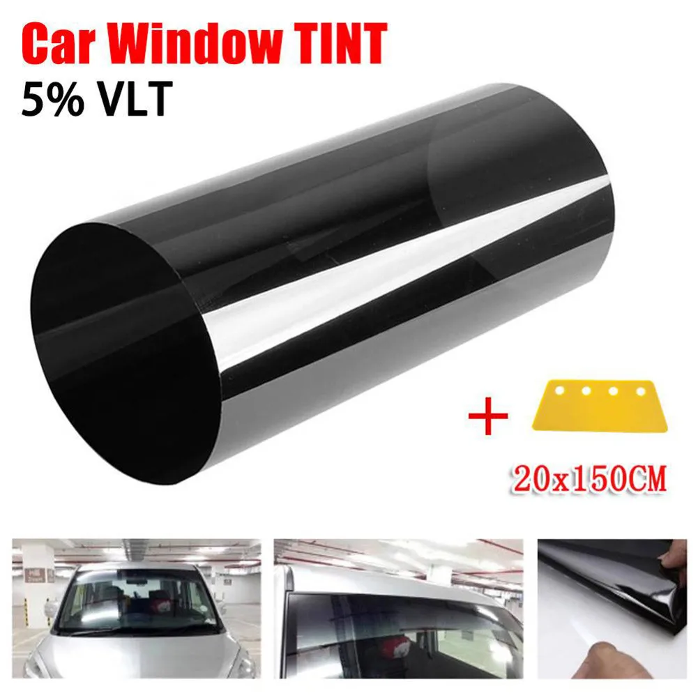 

Strip Solar Film Sun Visor Tint Film W/ Scraper 1 Roll Windshield 5％VL