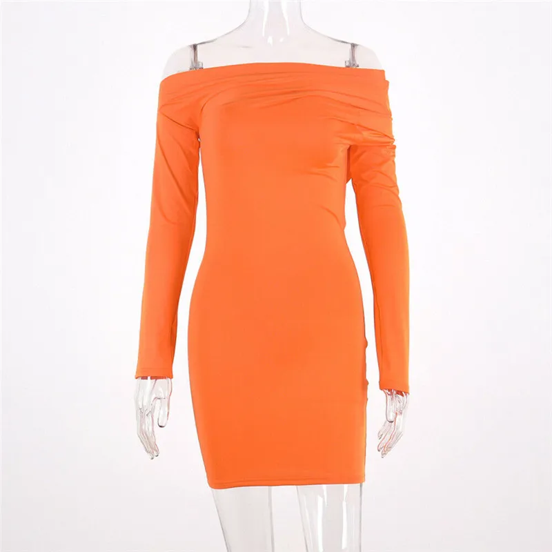 

Women Long Sleeve Mini Dress Bodycon Jersey Stretch Autumn Spring Pencil Dress Solid Color Female Elegant Vintage Casual Dress