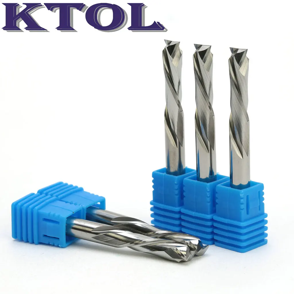 買取 6.35*22mmUp & ダウンカット 2 フルートエンドミルカッター CNC ルーターツール 5 ピース/セットスパイラル CNC フライスカッター超硬ルータービット