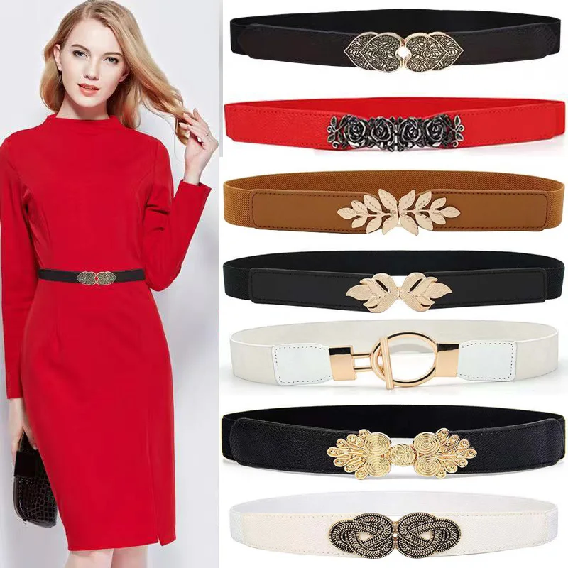 

New Fashion Korean Style Windbreaker Elastic Ladies Girdle Retro Decoration Wide Belt Alloy Buckle Belt Dress Women Accessory