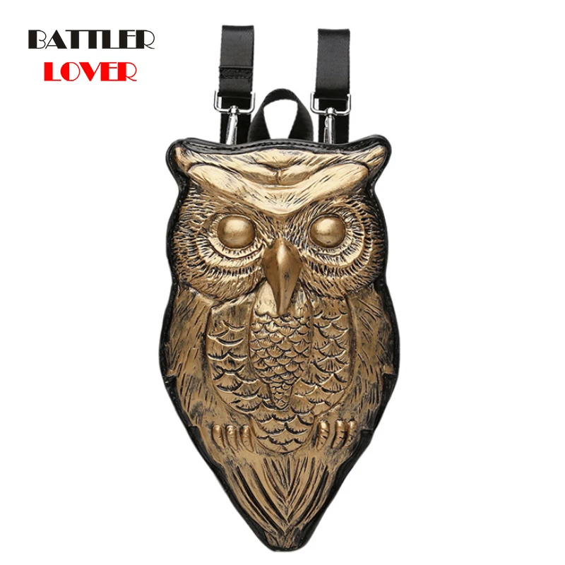 

Women Backpack Stylish Cool Black High Quality Leather 3D Owl Back Pack Female Hot Sale Punk Bag Bagpack for Girls