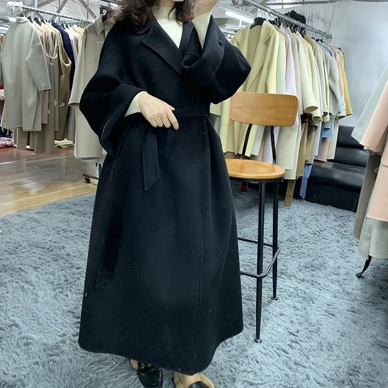 Пальто женская одежда 2019 корейское элегантное двухстороннее шерстяное пальто