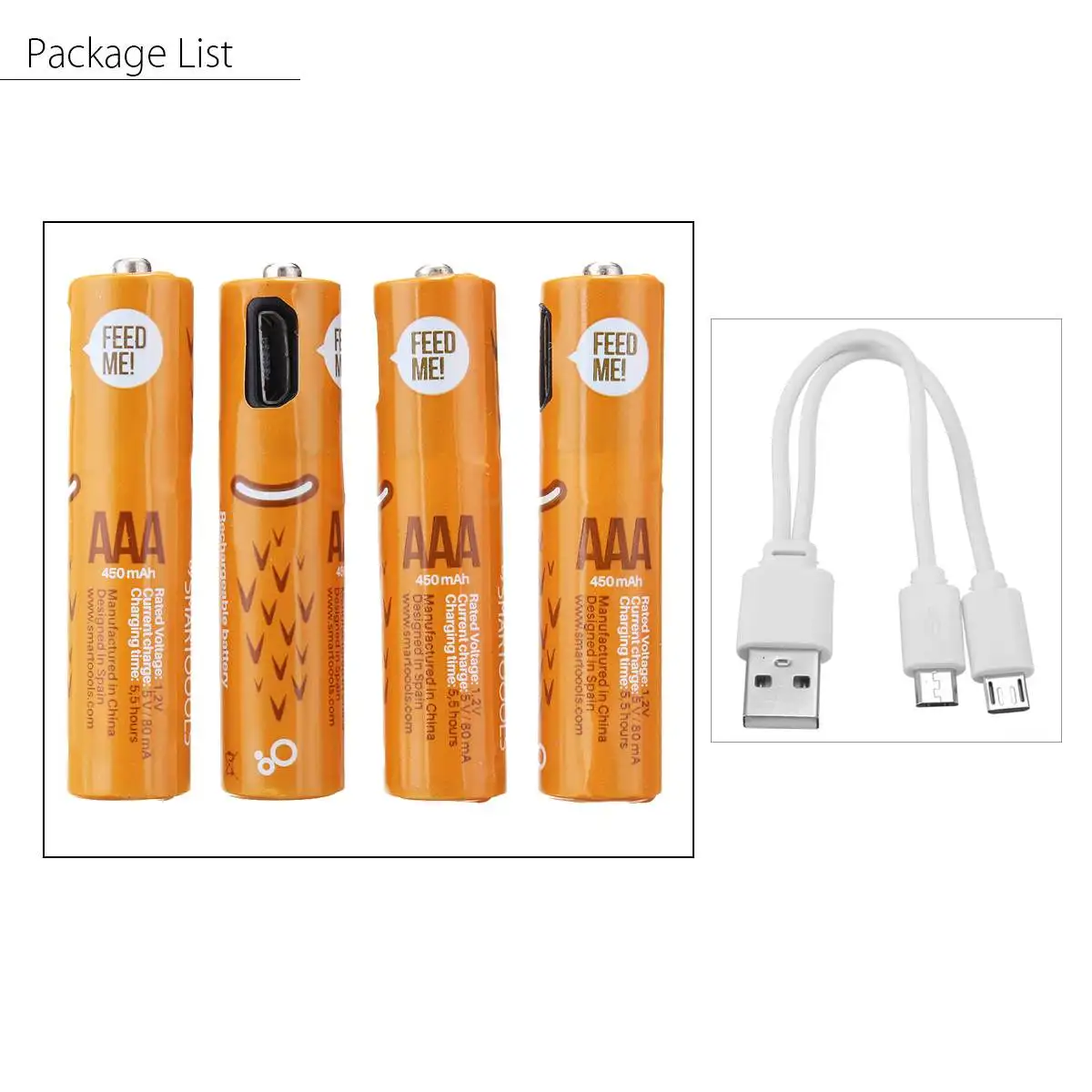 4 шт./лот 1 2 V 450mAh перезаряжаемые USB батареи Ni-MH 500 повторное использование Быстрая