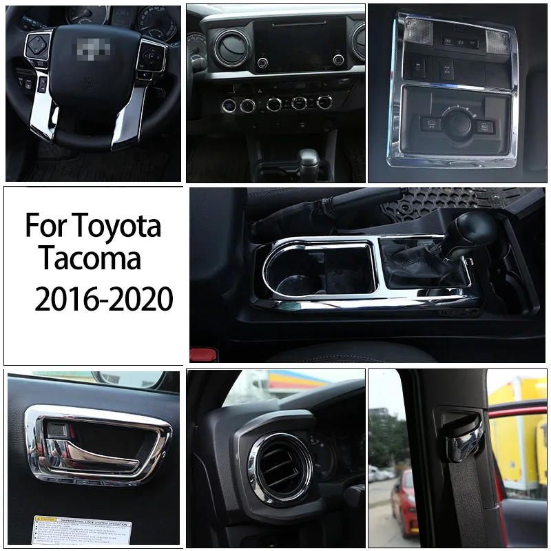 

For Toyota Tacoma 16-20 ABS Central Control Gear Panel Dashboard Frame Water Cup Holder Door Handle Car Interior Accessories