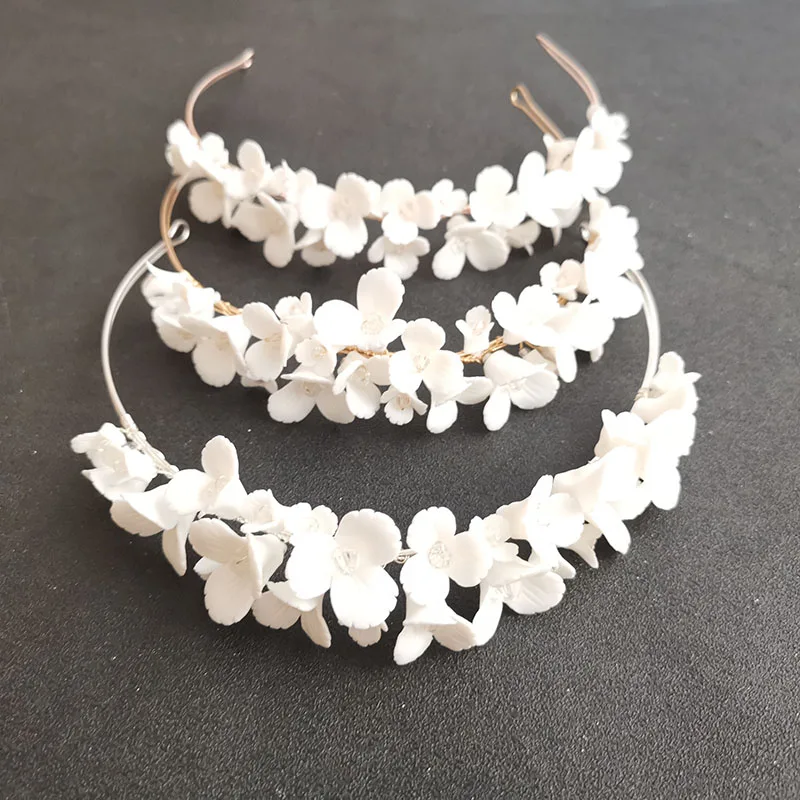 Свадебная тиара в стиле Стразы ручной работы с кристаллами и фарфоровым цветком