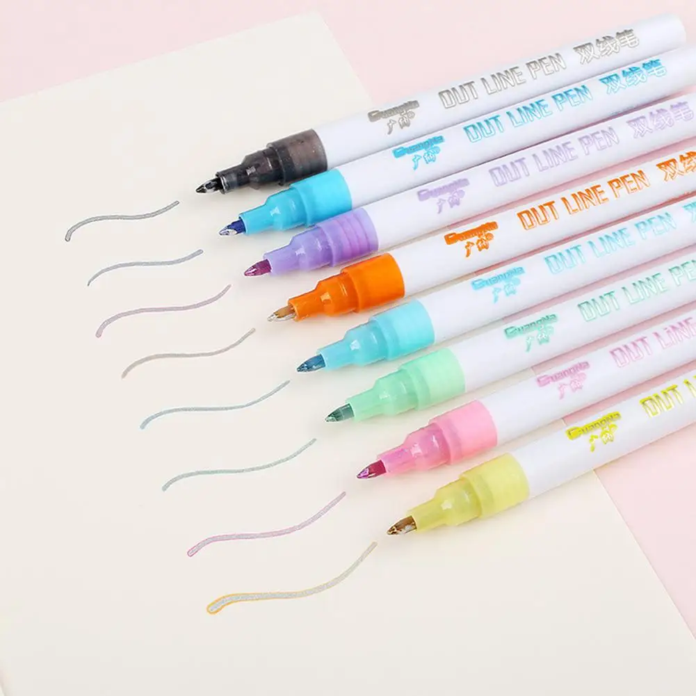 

153-Color Double Line Outline Pen Highlighter Metal Color Signature Pen DIY Fantasy Highlighter Hook Line Pen Set Marker Pens