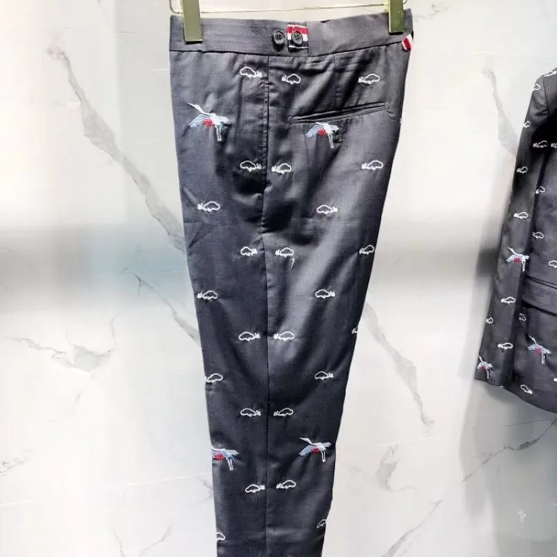 Тяжелый рабочий новый цельный мужской блейзер с вышивкой модный приталенный