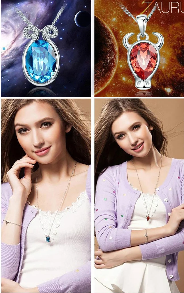 Новые кристаллы от Swarovski Классическая Подвеска на ожерелье 12 созвездий Длинный
