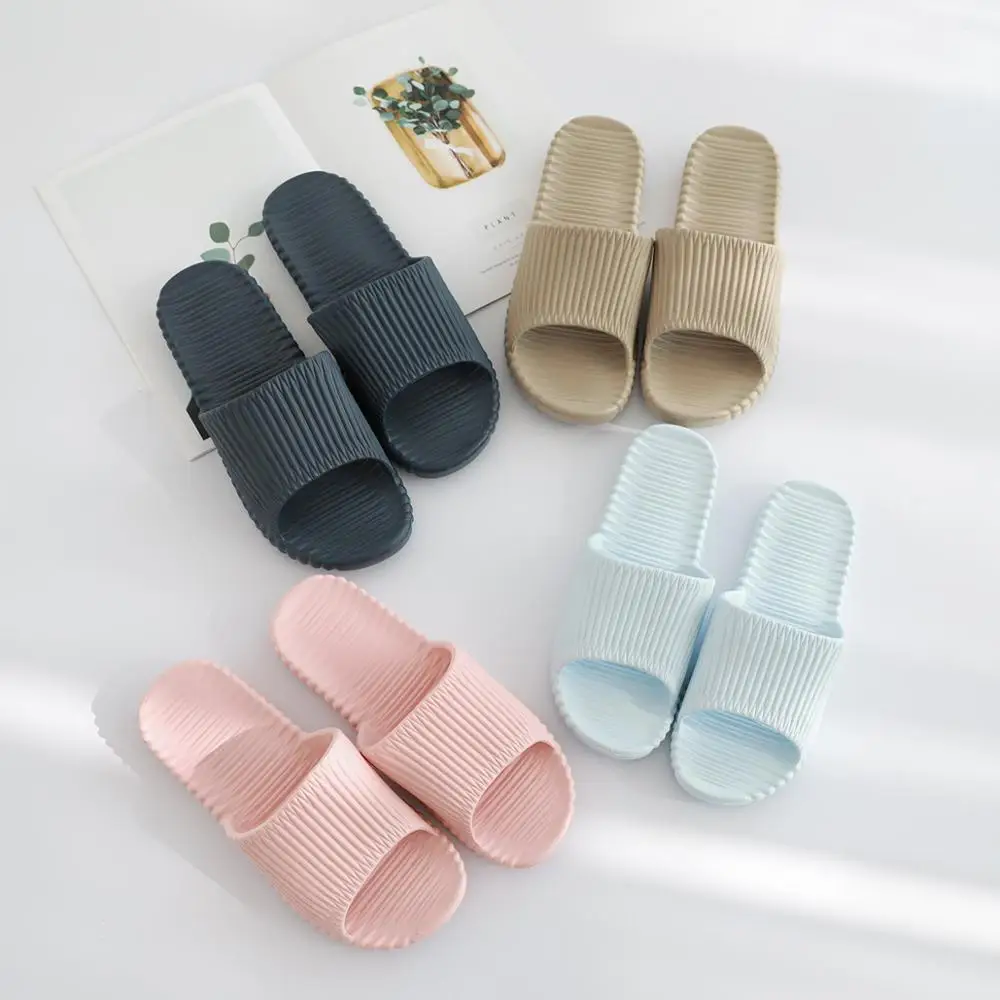 

Solid color couple bath antiskid thick bottom bathroom slippers women Japanese style home indoor soft bottom super light men's c