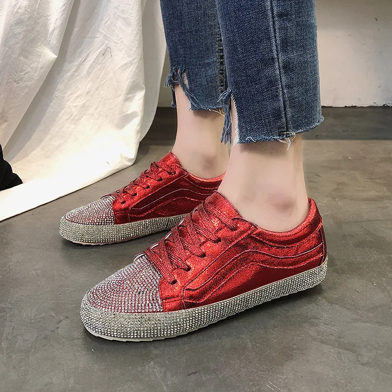 Сезон весна Новинка Модный бренд Туфли лодочки Женская обувь Кроссовки стразы