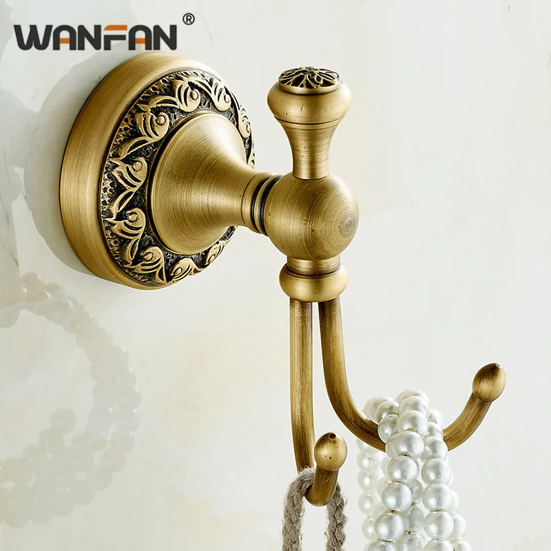 Антикварный крючок для халата Европейский медный полотенца ванной резные